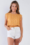 Mustard Sleeveless Star Print Ruffled Top /2-2-2