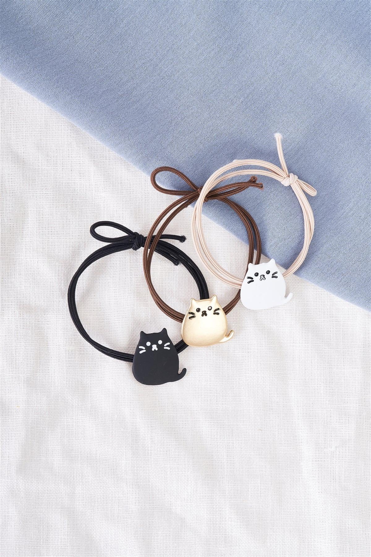 Nude Kawaii Kitten Thin Elastic Hair Tie /3 Pieces