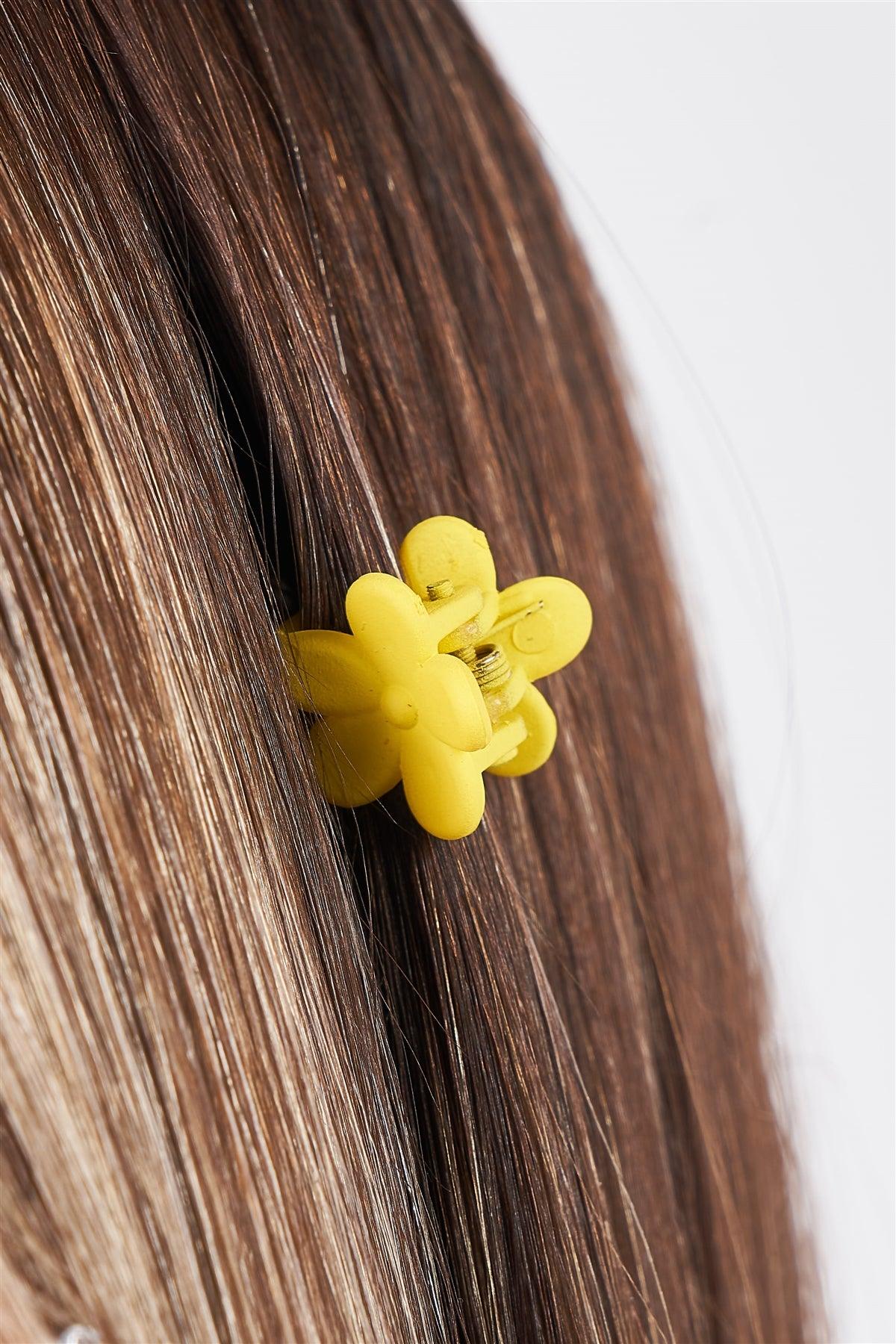 Yellow Flower Mini Claw Hair Clip / 3 Pieces