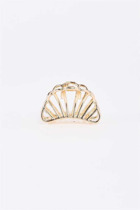 Gold Small Shell Shaped Cut-Out Hair Clip /3 Pieces