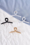 Jet Black Thin Open Loop Claw Hair Clip /3 Pieces