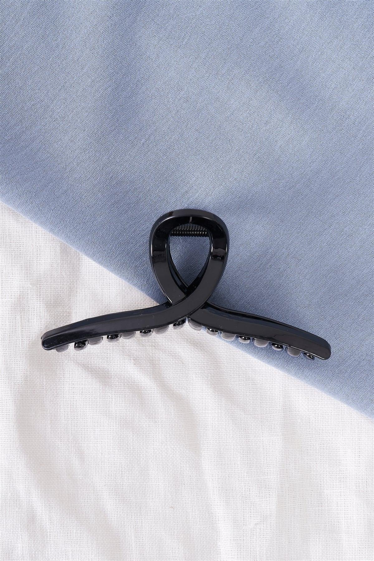 Jet Black Thin Open Loop Claw Hair Clip /3 Pieces