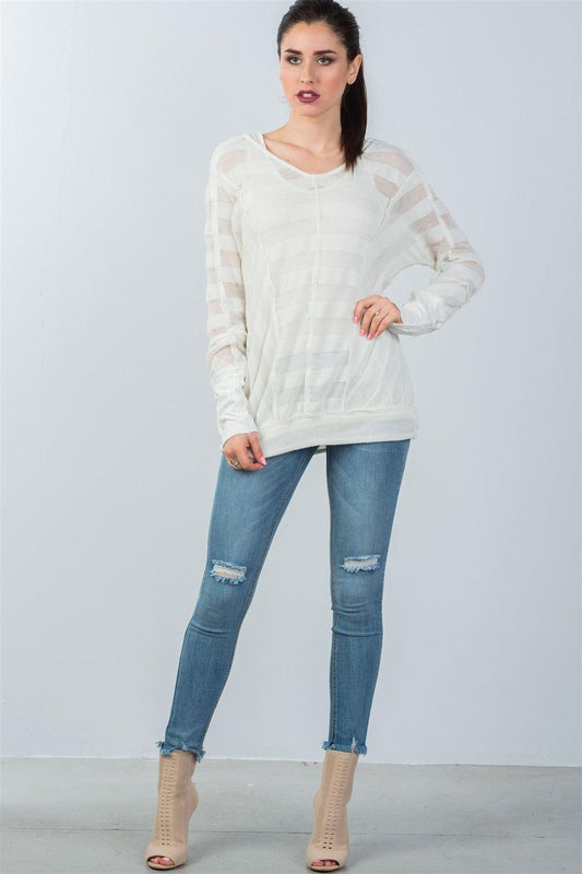 White Mesh Knit Sweater And Tank Duo /3-2-2