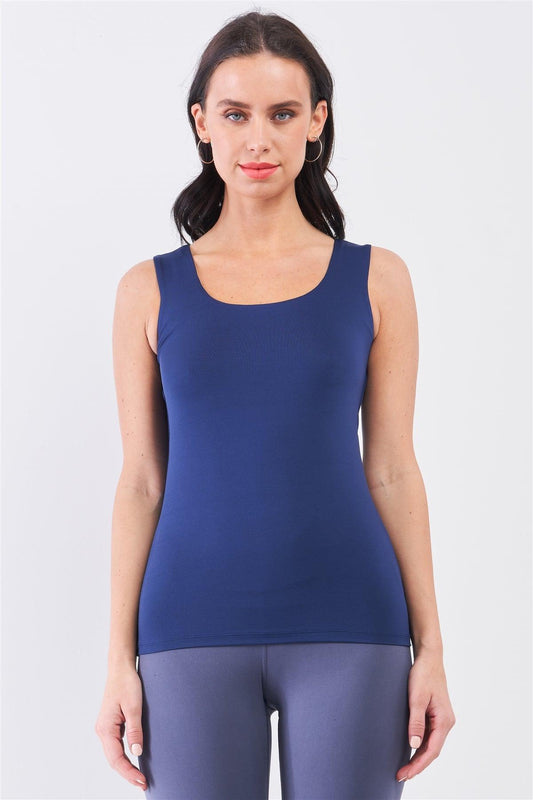 Twilight Blue Seamless Sleeveless Round Neck Tank Top