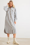 Light Blue Cotton Blend Button-Up Four Pocket Collared Neck Long Sleeve Coat /1-2-2-1