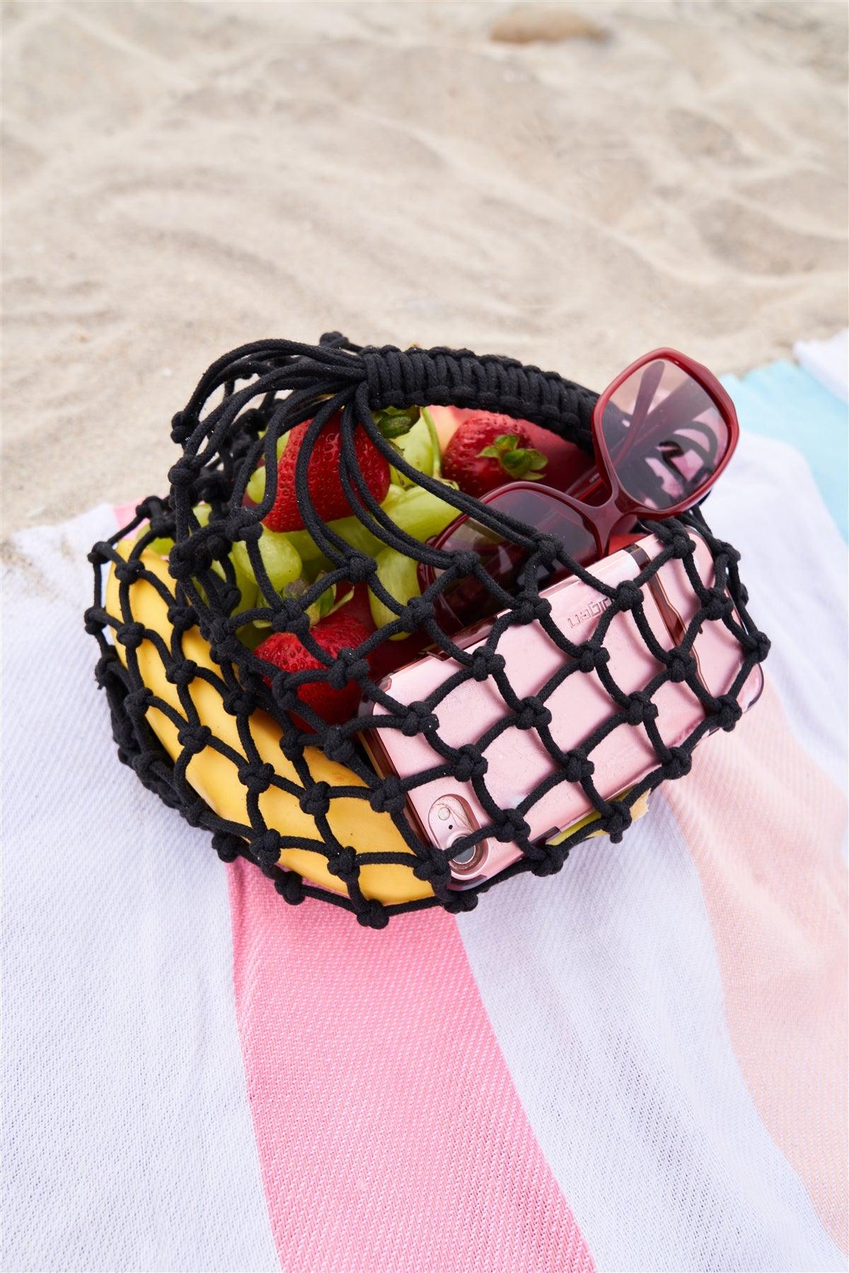 Black Net Beach Handbag /3 Bags