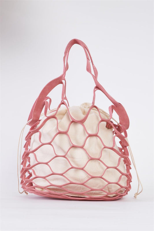 Pink Retro Net Beach Tote Bag /1 Bag