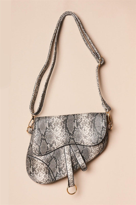 Monochromatic Snake Print Retro Crossbody Handbag /1 Bag