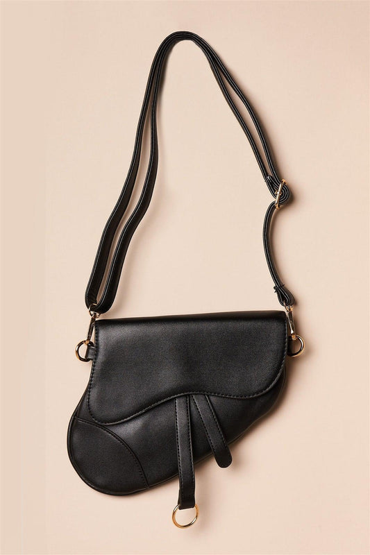 Jet Black Unique Retro Crossbody Handbag /3 Bags