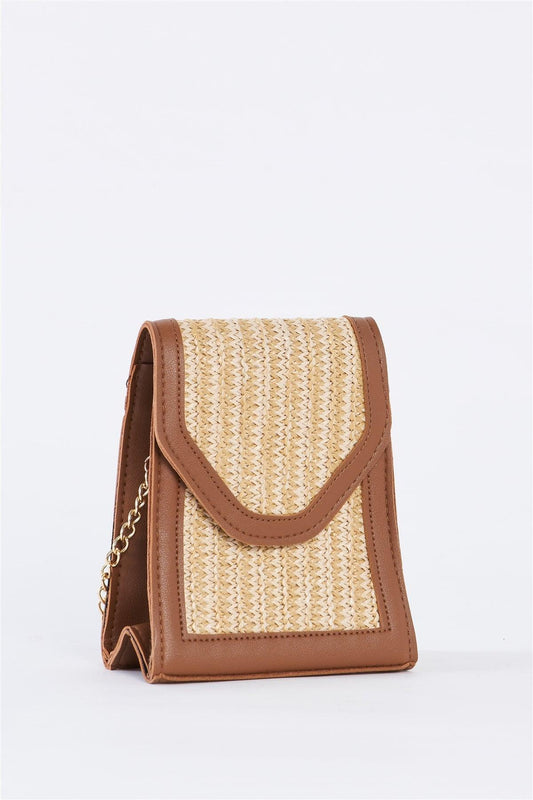 Brown Faux Leather Square Crossbody Bag /3 Bags