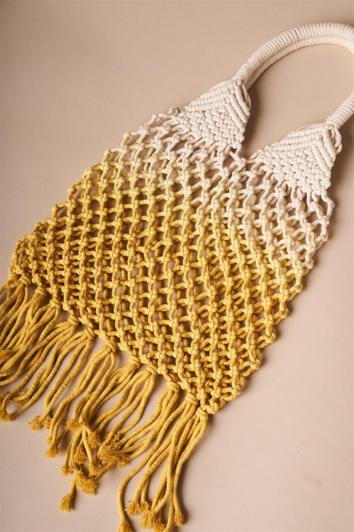 Yellow Cotton Net Fringe Fashion Bag /3 Bags