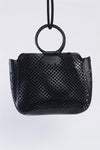 Black Cloth Double Layered Faux Leather Mesh Hidden Magnetic Snap Button Closure Crossbody Handbag / 3 Bags