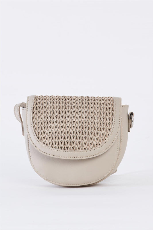 Grey Basketweave Saddle Crossbody Bag /3 Bags