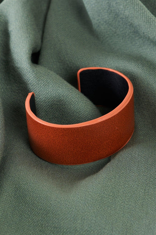 Camel Faux Leather Wide Cuff Bracelet /6 Pieces