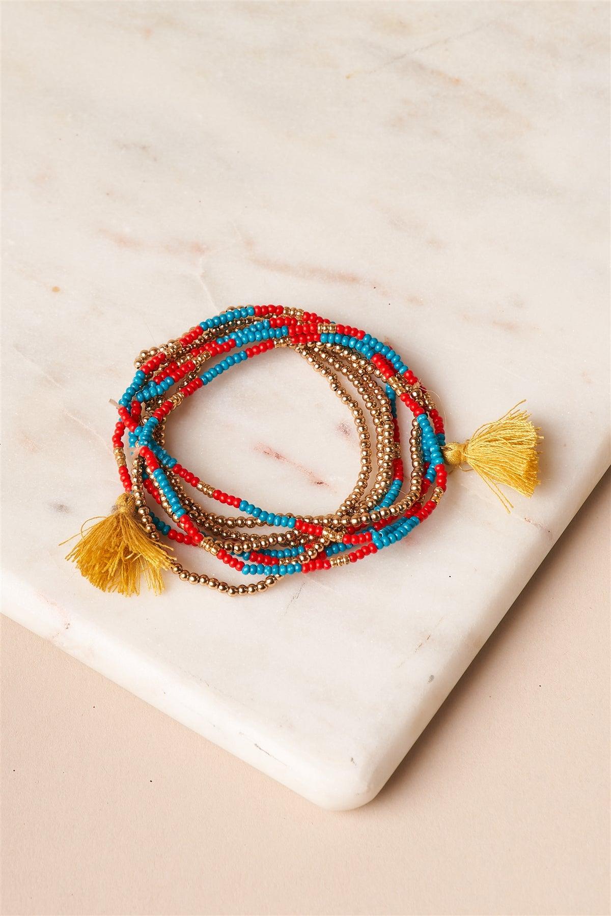 Turquoise Beaded Braceletes /6 Pieces