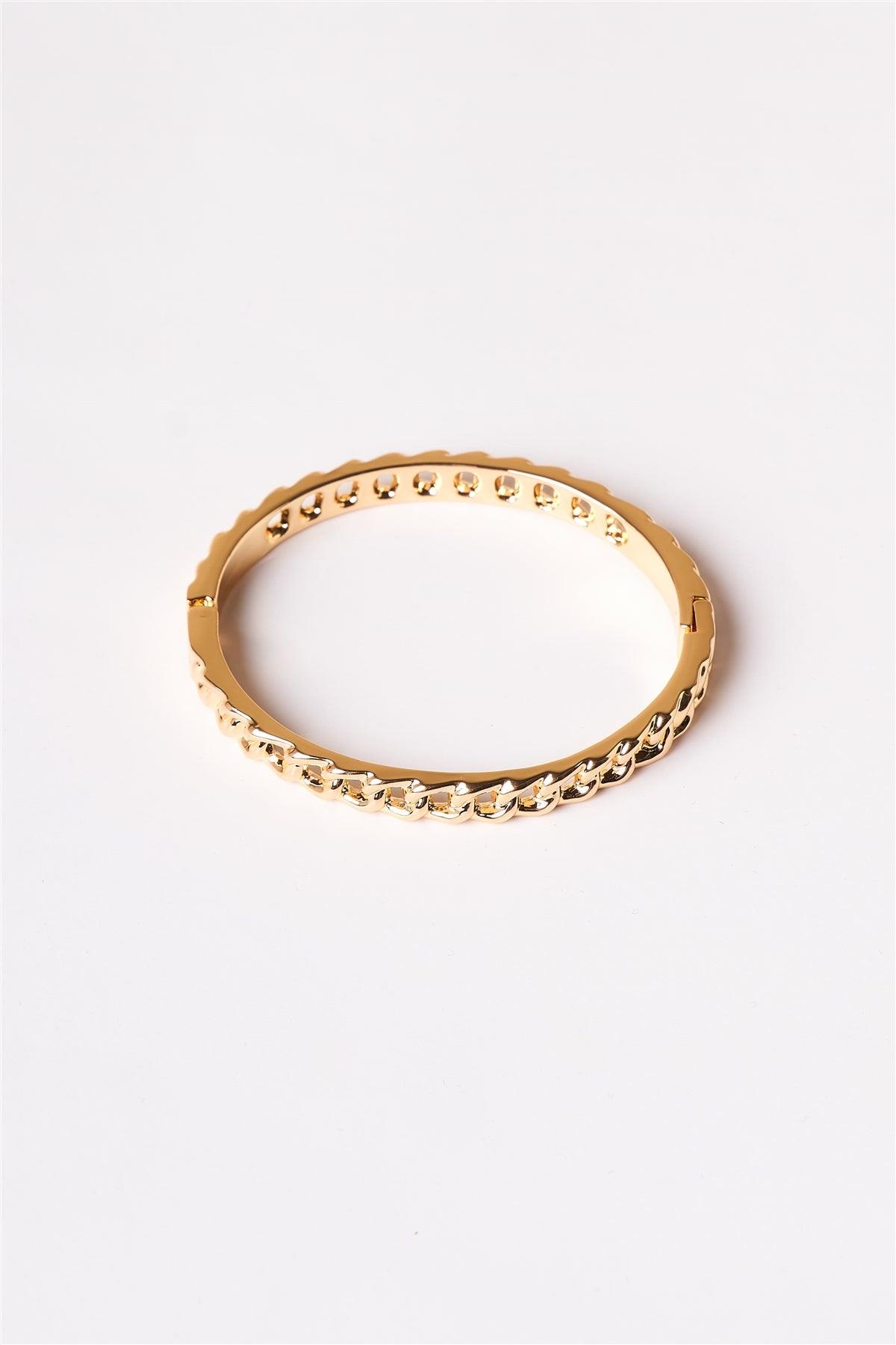 Gold Solid Chain Link Bangle Bracelet /6 Pieces