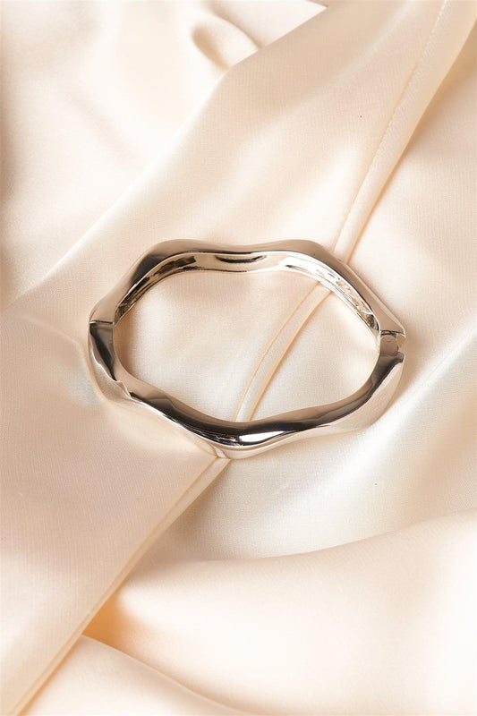 Silver Wavy Bangle Bracelet /6 Pieces