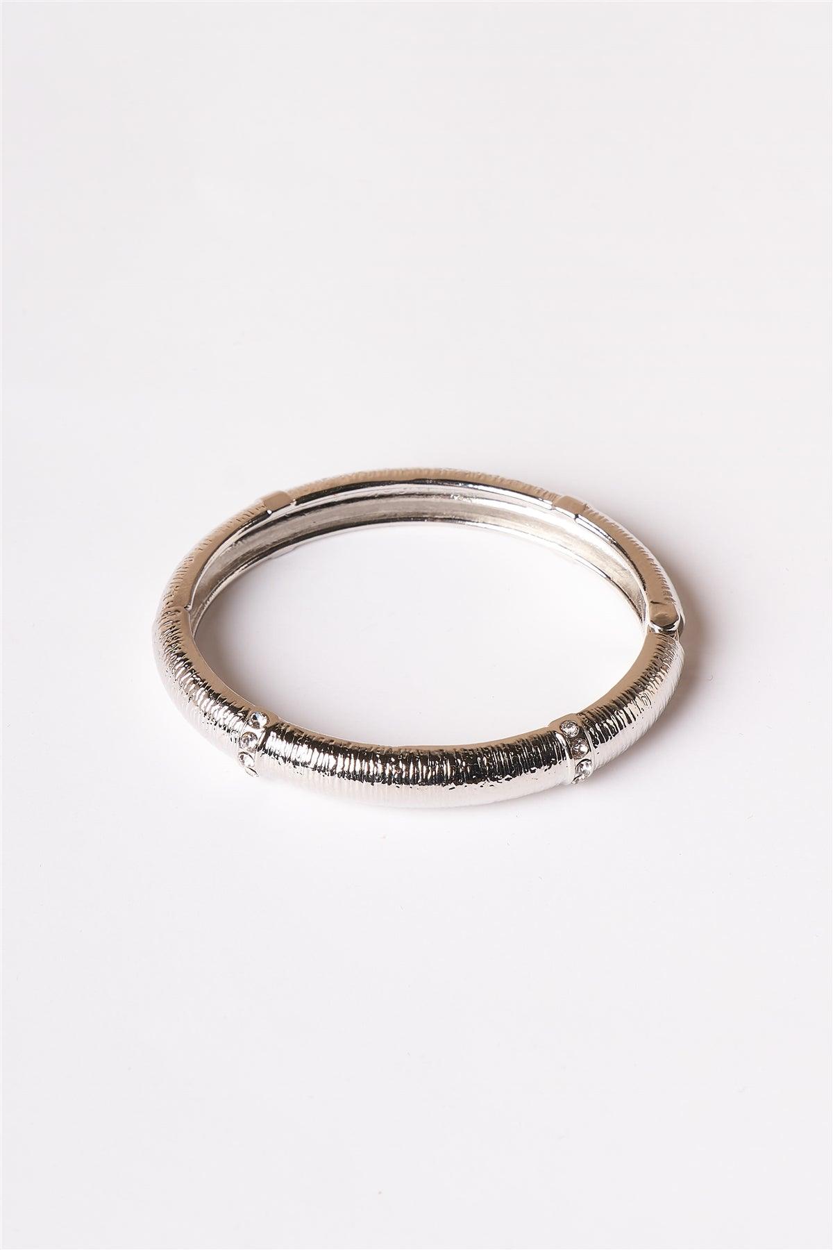 Silver Textured Metal Bangle Bracelet /6 Pieces