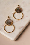 Iridescently Marbled Opal And Gold Dangle Earrings /6 Pairs