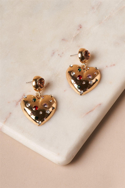 Rose Gold Multi Heart Drop Earrings /6 Pieces