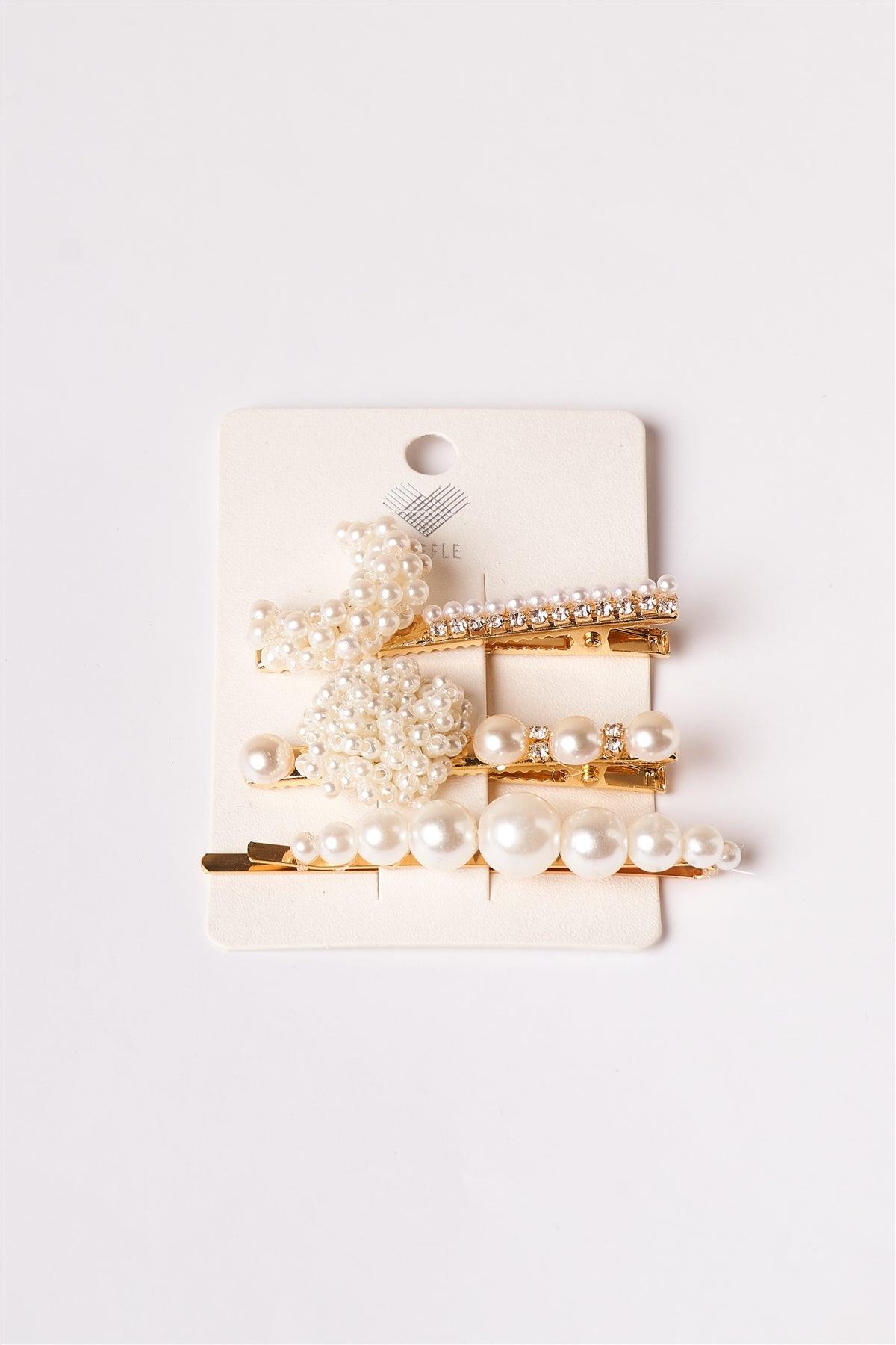 Gold Pearled Moon Bobby Pins /12 Pack