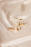 Gold Pearled Moon Bobby Pins /1 Pair