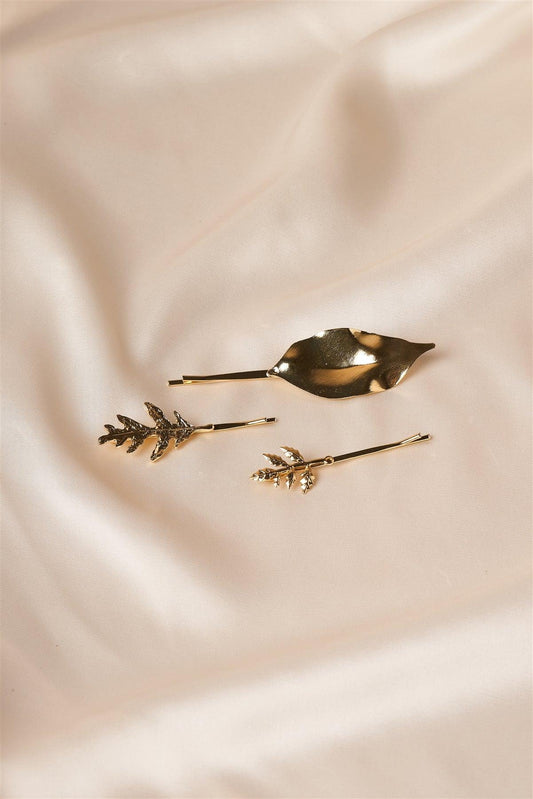 Gold Leaf Bobby Pins /1 Pair