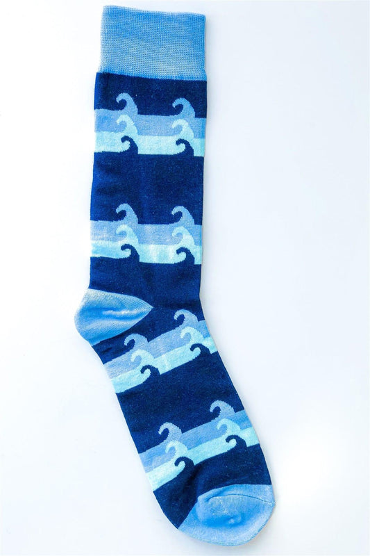 Blue Multi Wave Mid Calf Tube Socks /12 pairs