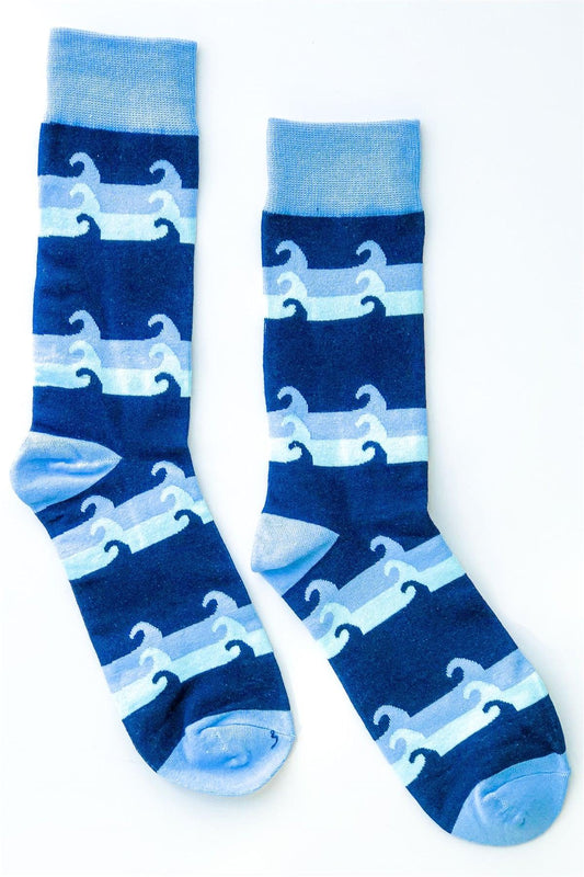 Blue Multi Wave Mid Calf Tube Socks /13 pairs