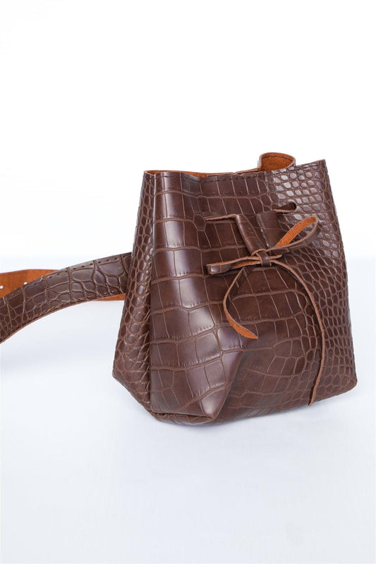 Brown Croc Effect Belt /4 Pieces