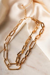 Gold Unique Chain Link Choker Necklace /6 Pairs