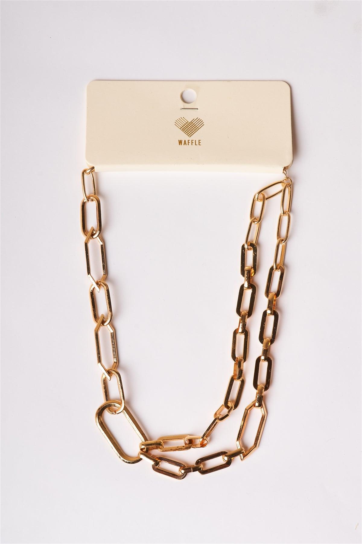 Gold Unique Chain Link Choker Necklace /6 Pairs