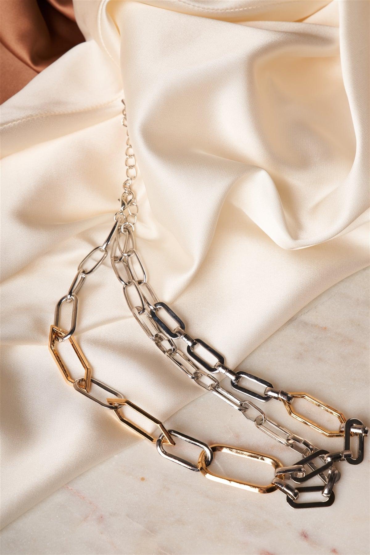 Silver Gold Unique Chain Link Choker Necklace /6 pieces