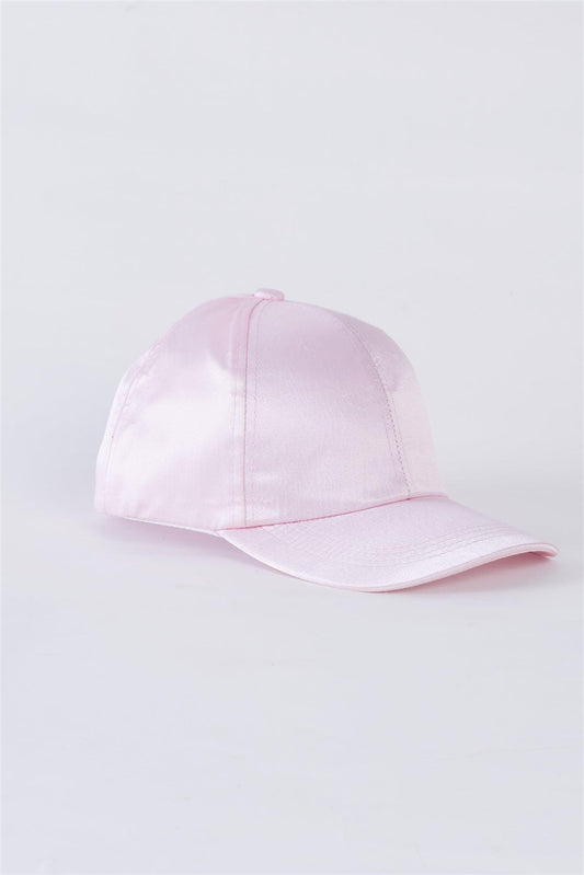 Light Pink Satin Baseball Cap With Adjustable Velcro Strap /4 Hats