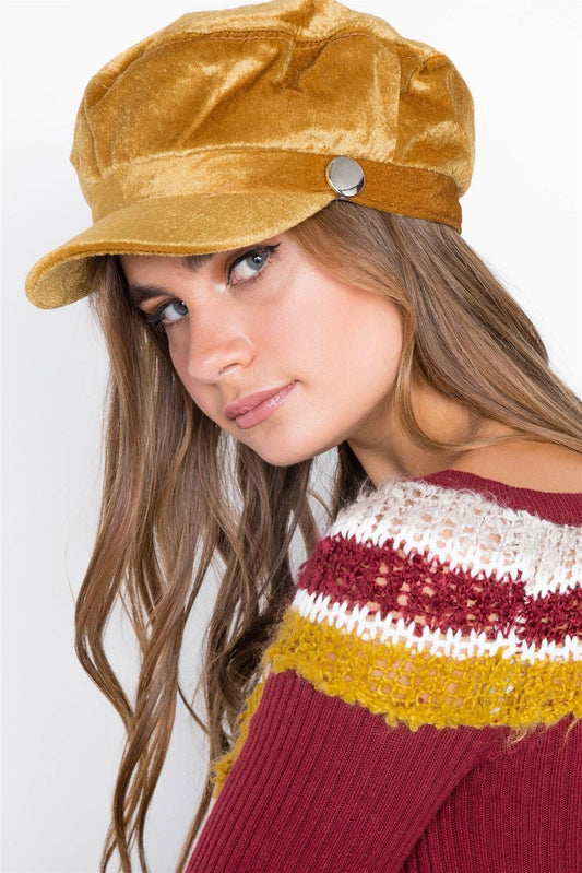 Velvet Camel Cabby Hat /3 Pieces