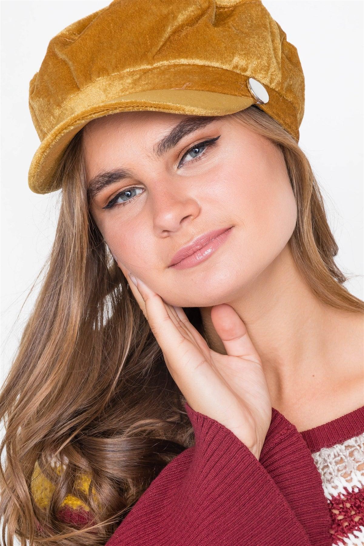 Velvet Camel Cabby Hat /4 Pieces