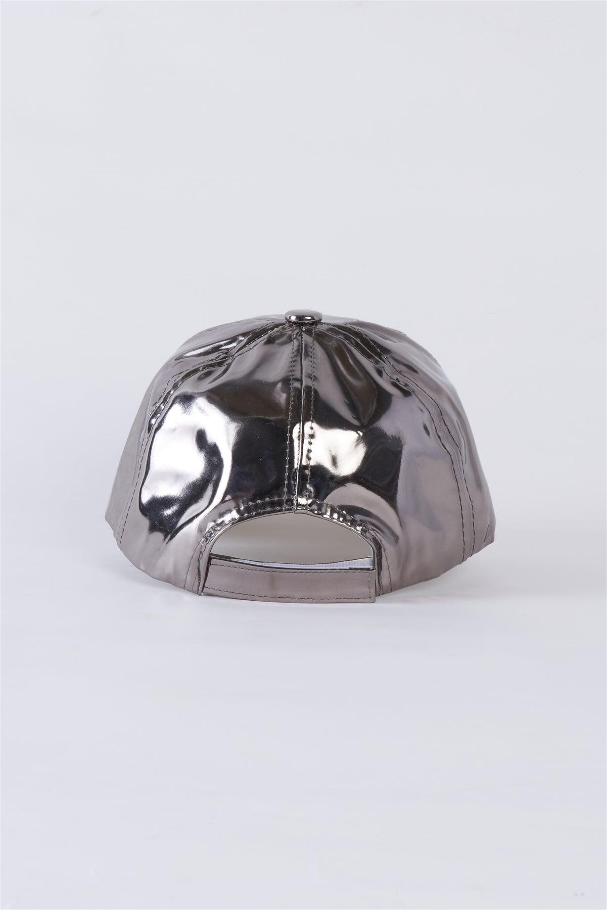 Silver Baseball Cap With Adjustable Velcro Strap /6 Hats