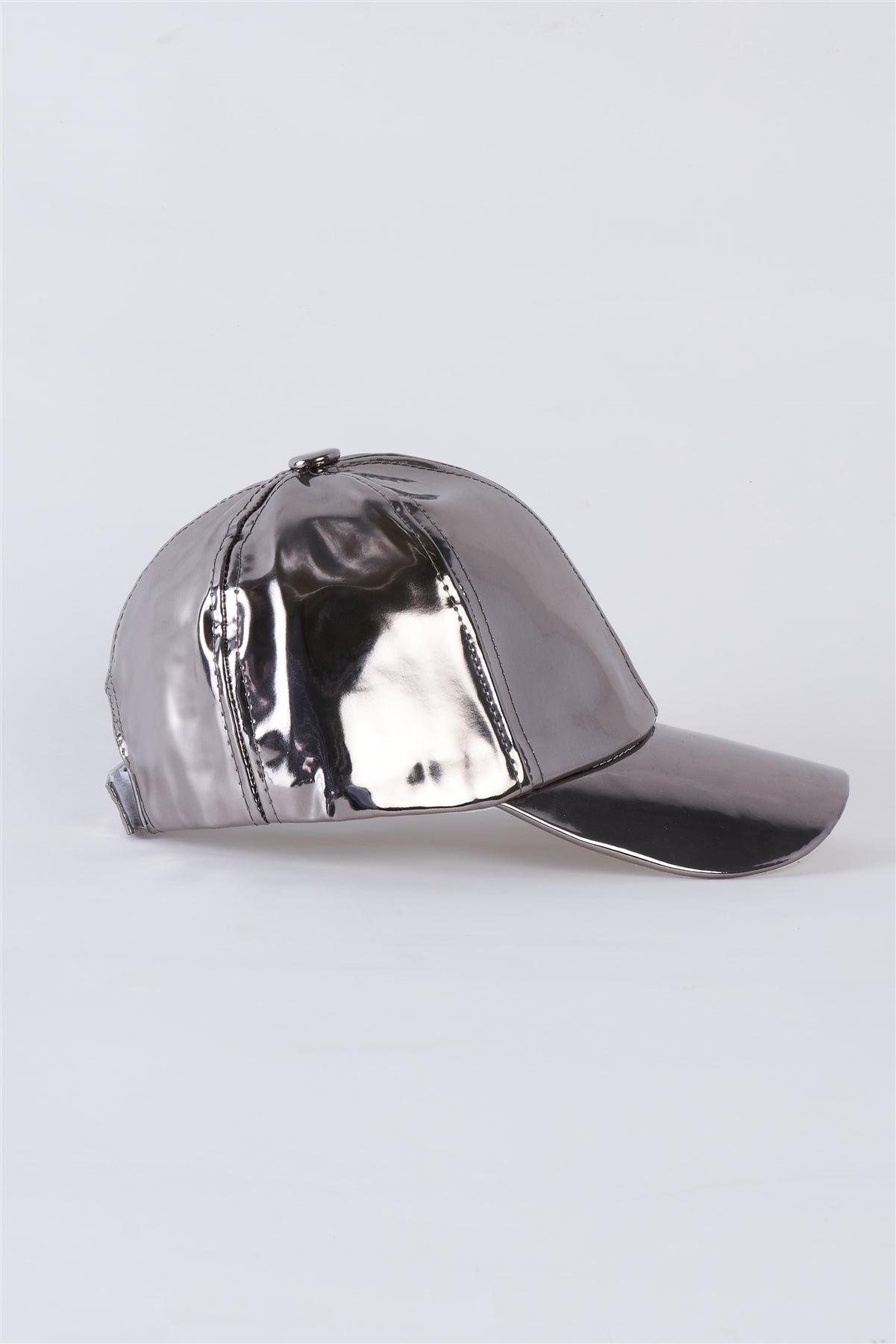 Silver Baseball Cap With Adjustable Velcro Strap /6 Hats