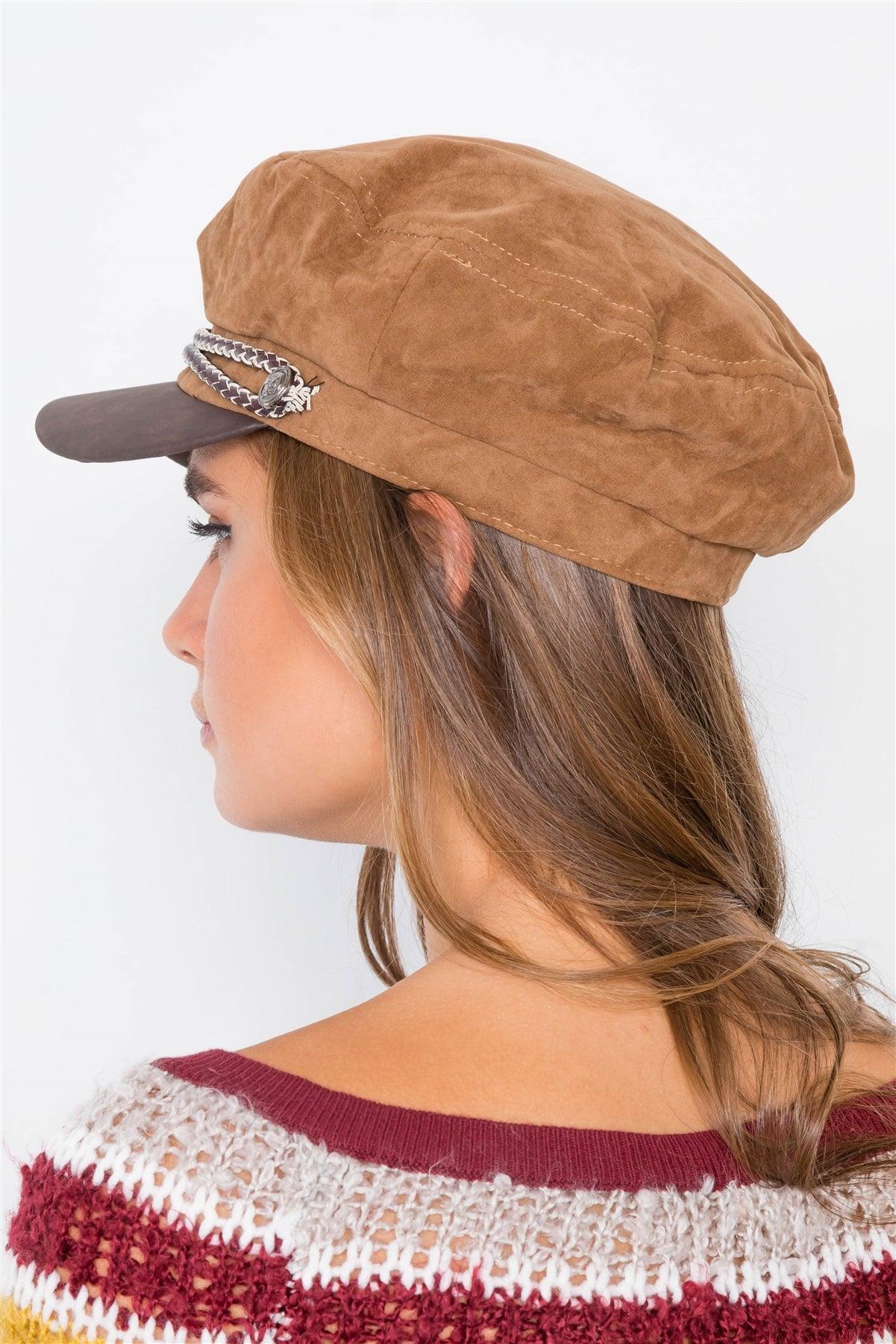 Camel Braided Cabby Hat /3 Pieces