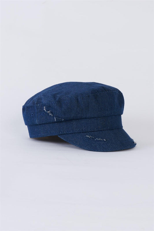 Dark Denim Distressed Cabby Hat /3 Pieces