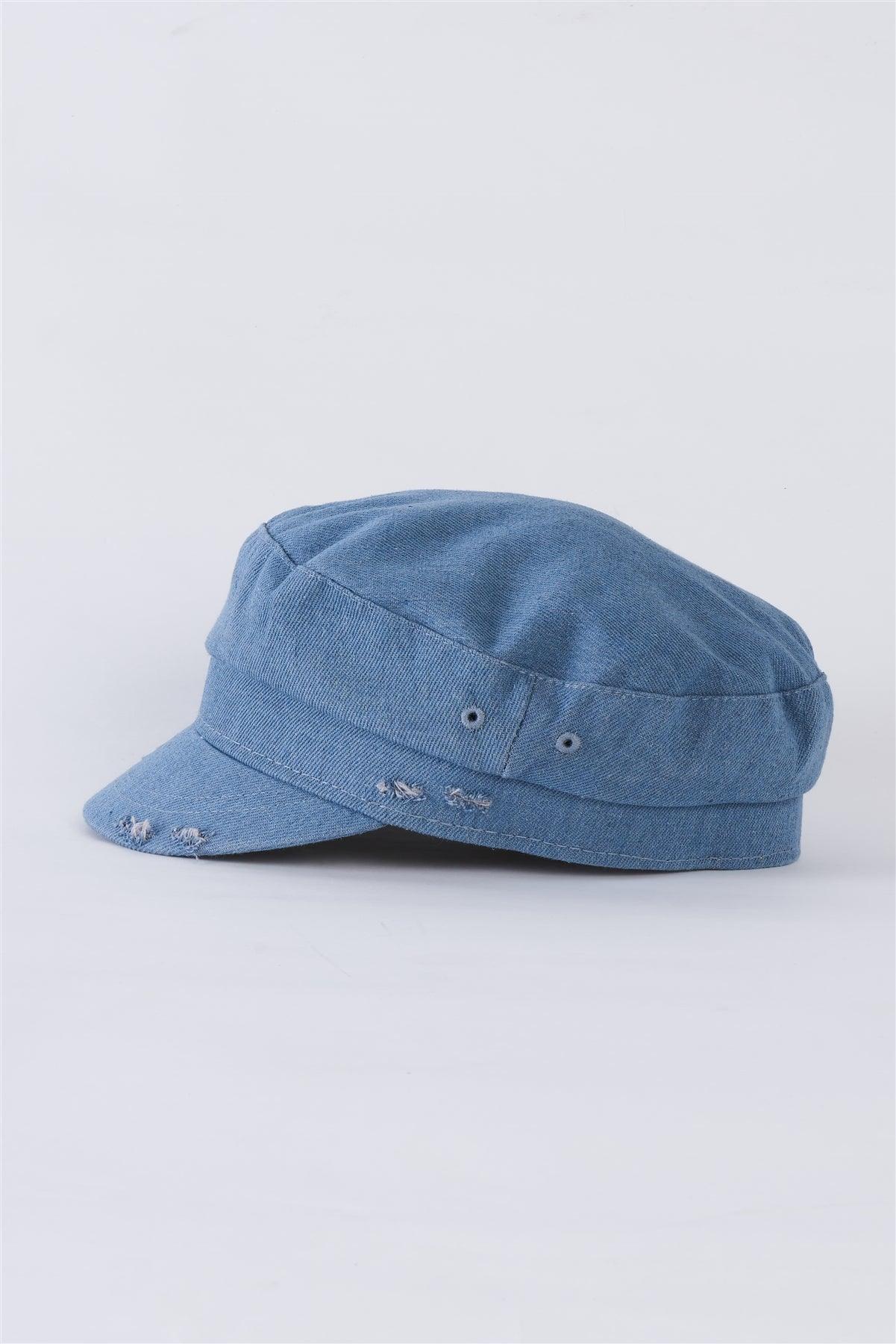 Light Denim Distressed Cabby Hat /3 Pieces