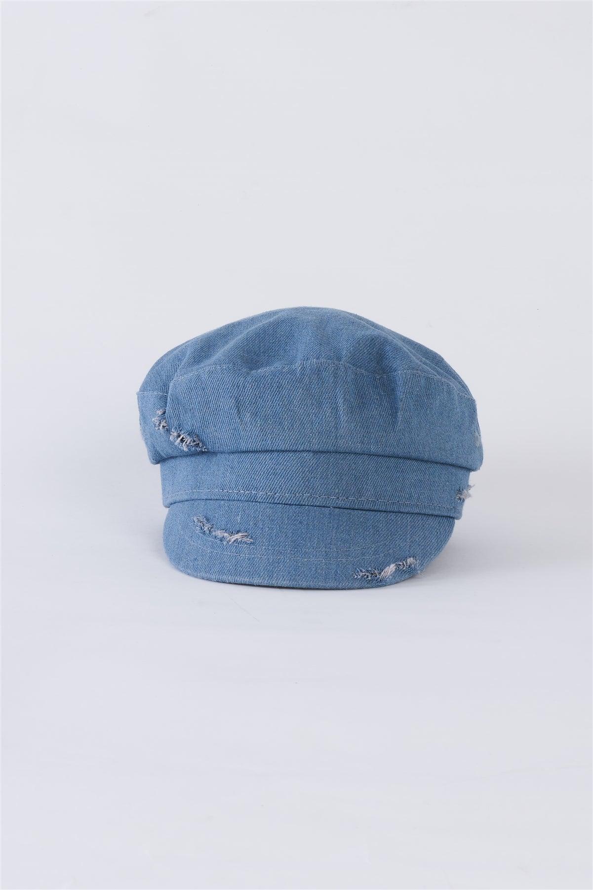 Light Denim Distressed Cabby Hat /3 Pieces