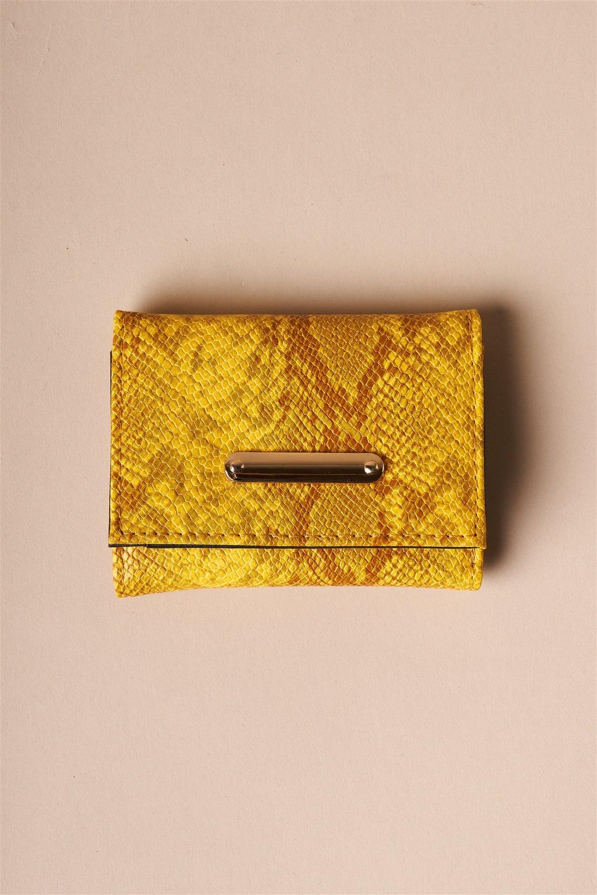 Mustard Yellow Snake Skin Retro Three Way Mini Wallet /3 pack