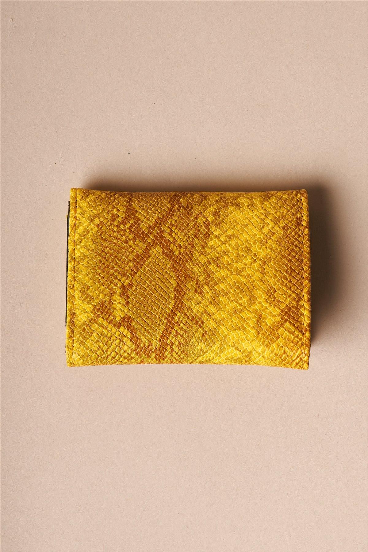 Mustard Yellow Snake Skin Retro Three Way Mini Wallet /3 pack