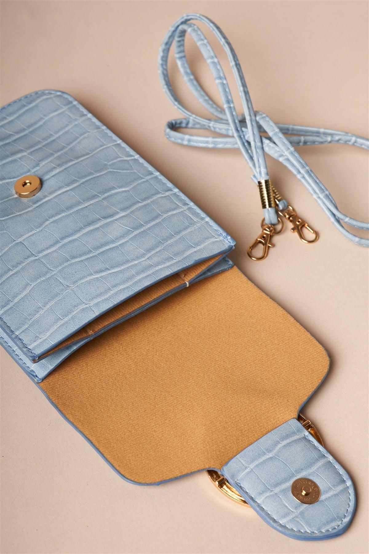 Light Blue Snakeskin Print Crossbody Wallet Bag /3 Bags