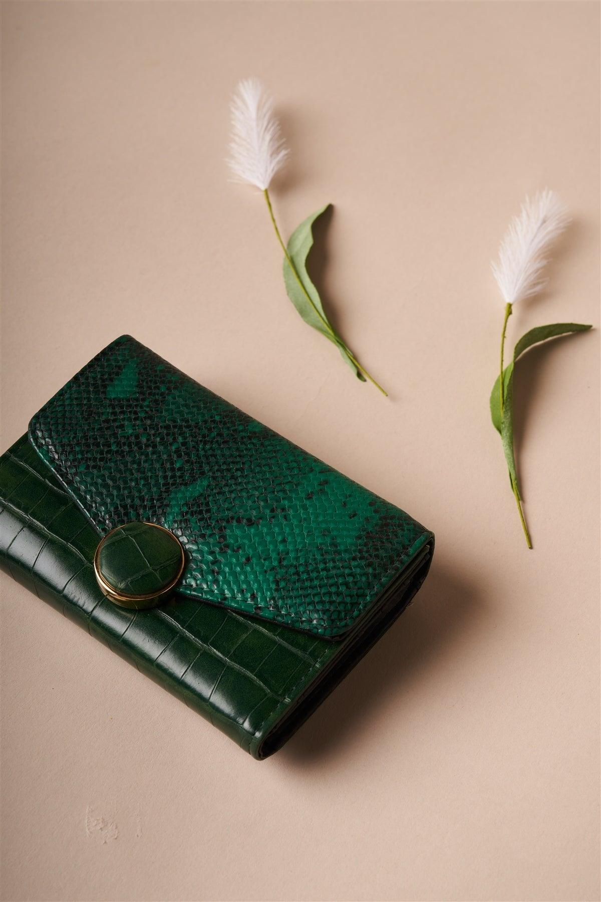 Deep Green Snake Python Three Way Wallet /3 Pieces