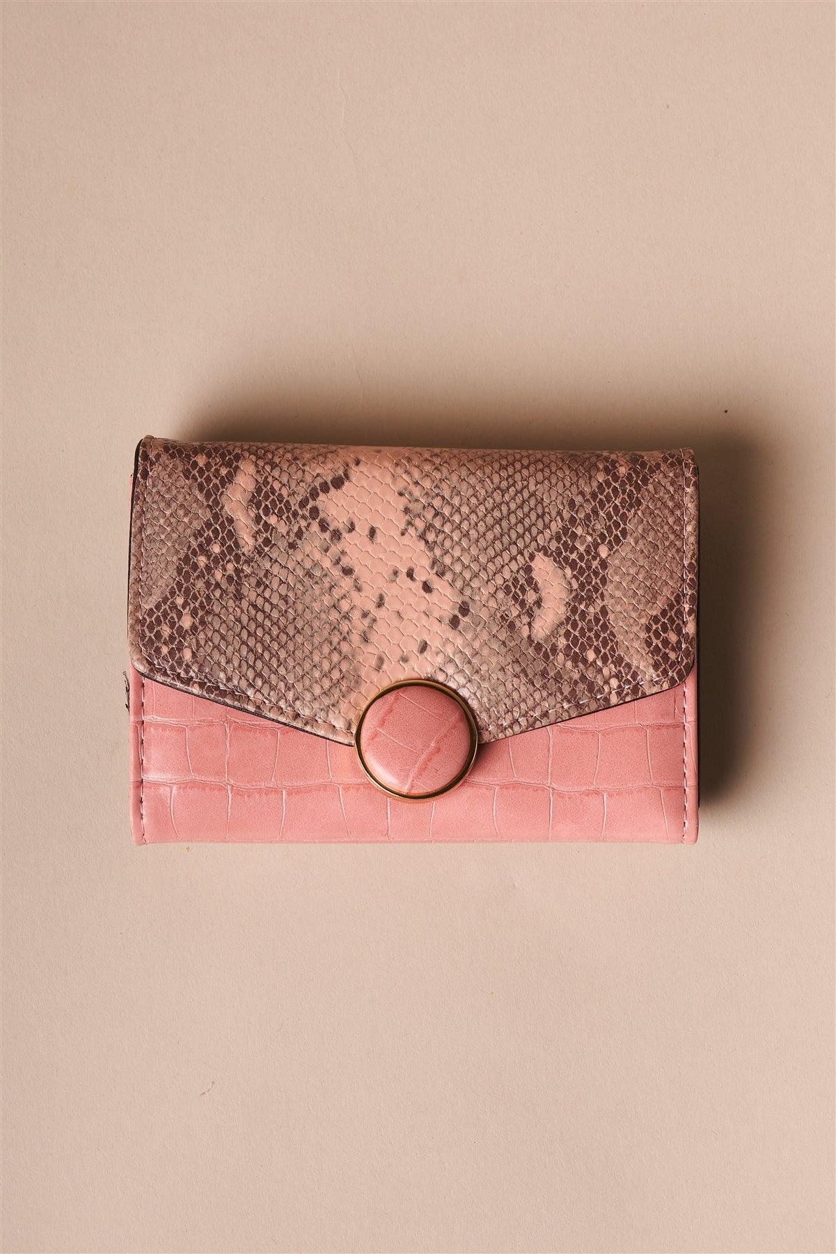 Mauve Pink Snake Python Three Way Wallet /3 Pieces