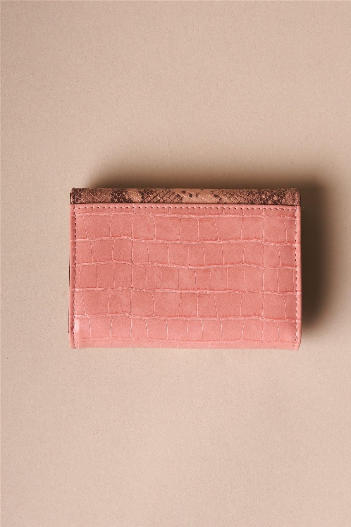 Mauve Pink Snake Python Three Way Wallet /3 Pieces