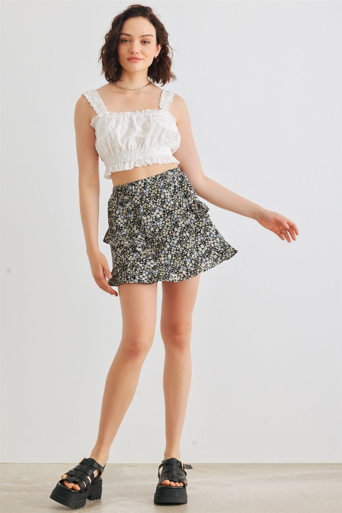 High waisted clearance tiered mini skirt