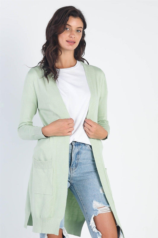 Sage Open Front Two Pocket Relax Fit Cardigan /2-2-2